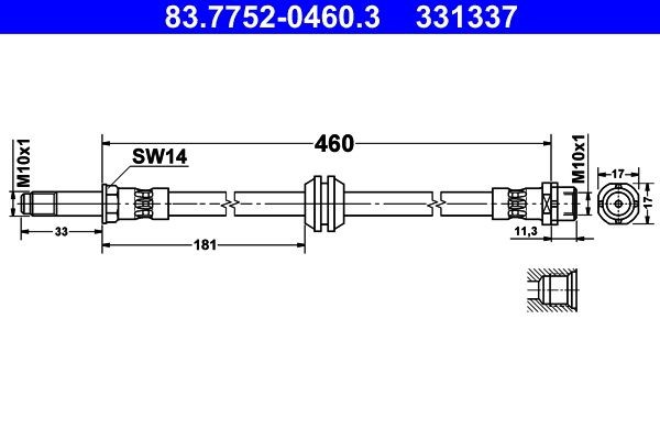 Original 83.7752-0460.3 ATE Flexible brake line BMW