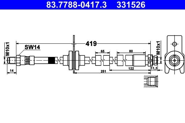 331526 ATE 83778804173 Brake flexi hose Ford Focus Mk3 2.0 162 hp Petrol 2014 price