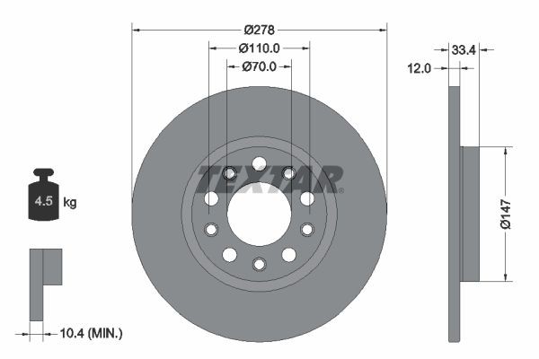 Chrysler PACIFICA Disc brakes 17008984 TEXTAR 92326503 online buy