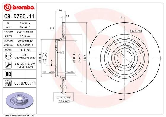 BREMBO 08.D760.11 Brake discs MERCEDES-BENZ EQA 2021 price