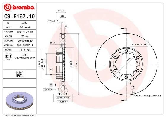 Nissan NT400 Tuning parts - Brake disc BREMBO 09.E167.10