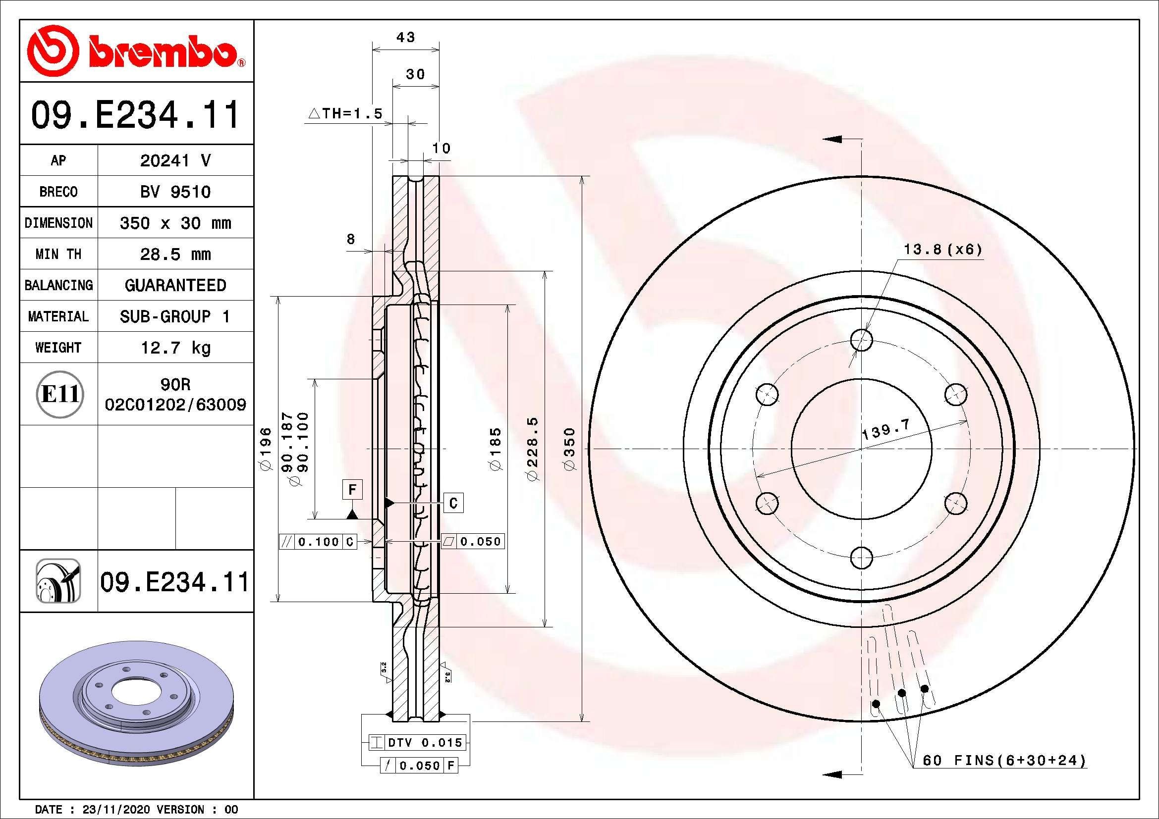 Nissan PATROL Brake disc BREMBO 09.E234.11 cheap