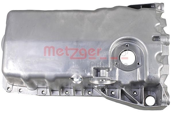METZGER 7990115 Oil sump with oil drain plug, without gasket/seal, with bore for oil-level sensor, Die-Cast Aluminium