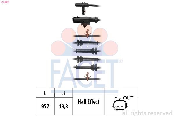 Nissan X-TRAIL Регулиране динамиката на движение авточасти - Датчик, обороти на колелото FACET 21.0231