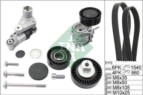 INA 529 0053 10 Poly v-belt kit BMW E39