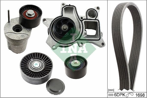 INA 529 0369 30 Water Pump + V-Ribbed Belt Kit with water pump, Check alternator freewheel clutch & replace if necessary