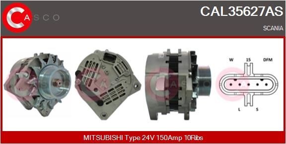 CASCO 24V, 150A, CPA0142, with integrated regulator Number of ribs: 10 Generator CAL35627AS buy