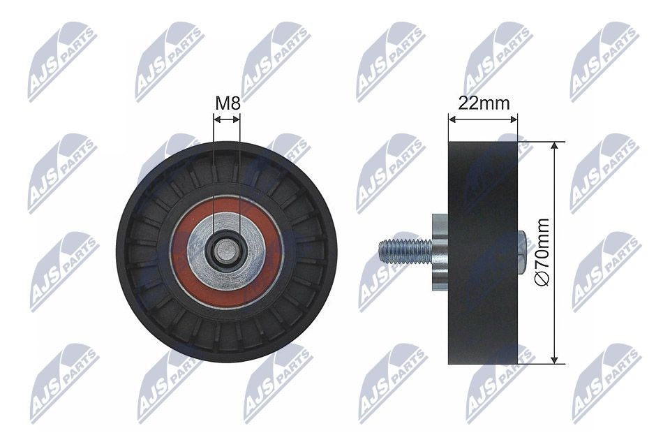 NTY RNK-FT-001 IVECO Deflection / guide pulley, v-ribbed belt in original quality