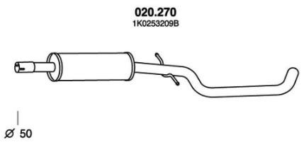 PEDOL Exhaust middle section VW GOLF VI (5K1) new 020.270