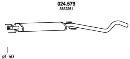 Original PEDOL Middle exhaust 024.579 for OPEL ASTRA