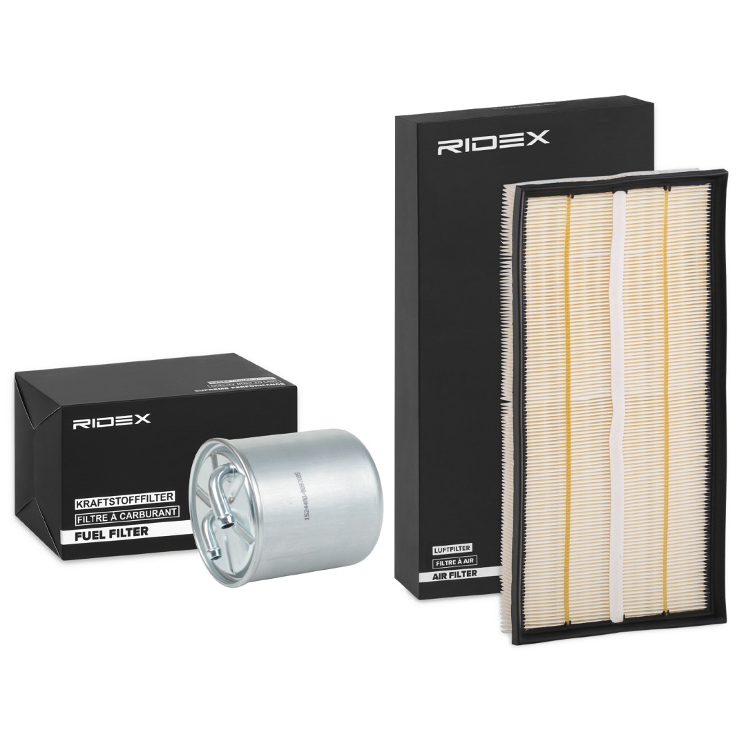 RIDEX 4055F34598 originali MERCEDES-BENZ Kit tagliando completo con filtro aria, senza vite spurgo olio, Filtro per condotti/circuiti, in due pezzi