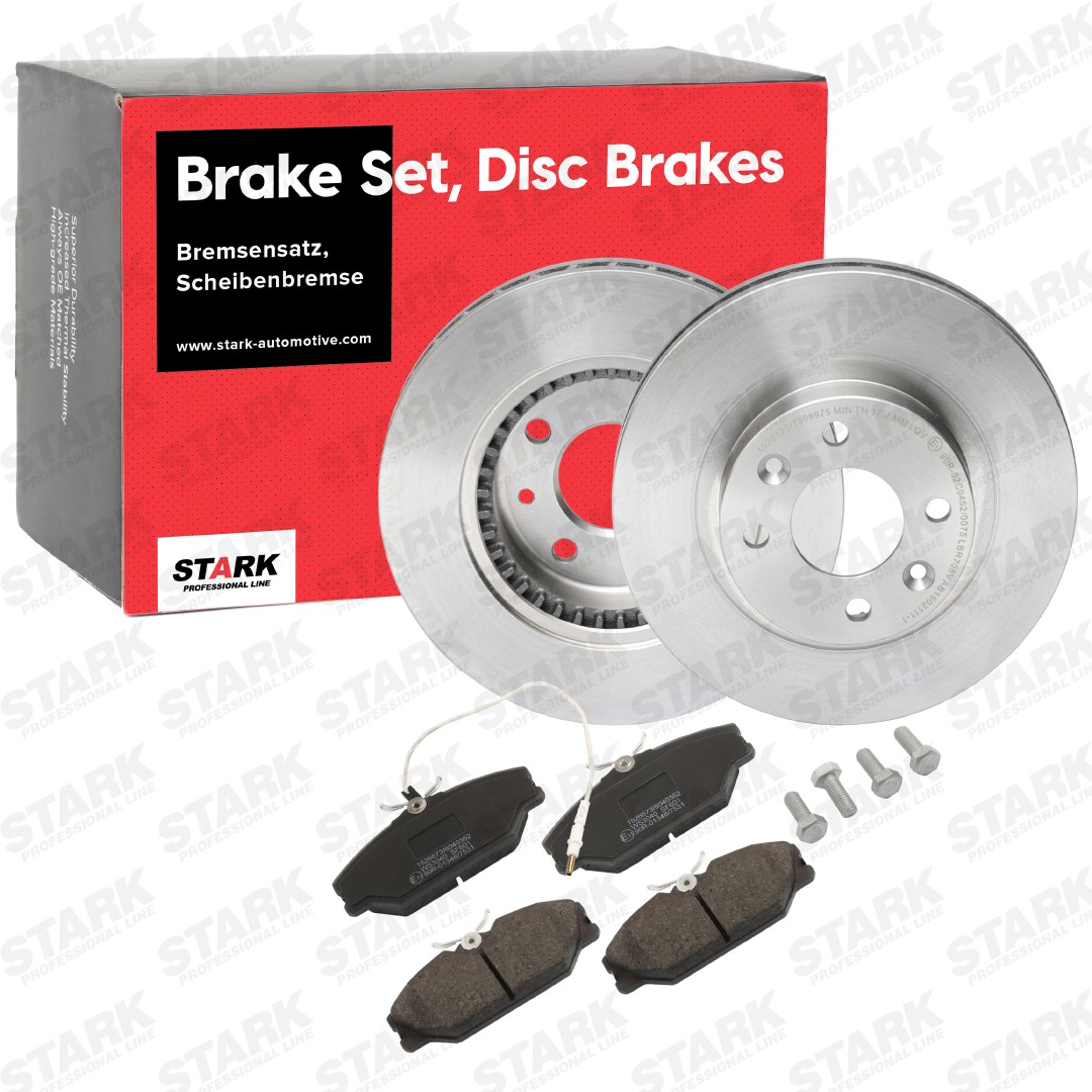 STARK SKBK-10990820 Brake discs and pads set Front Axle, internally vented, incl. wear warning contact