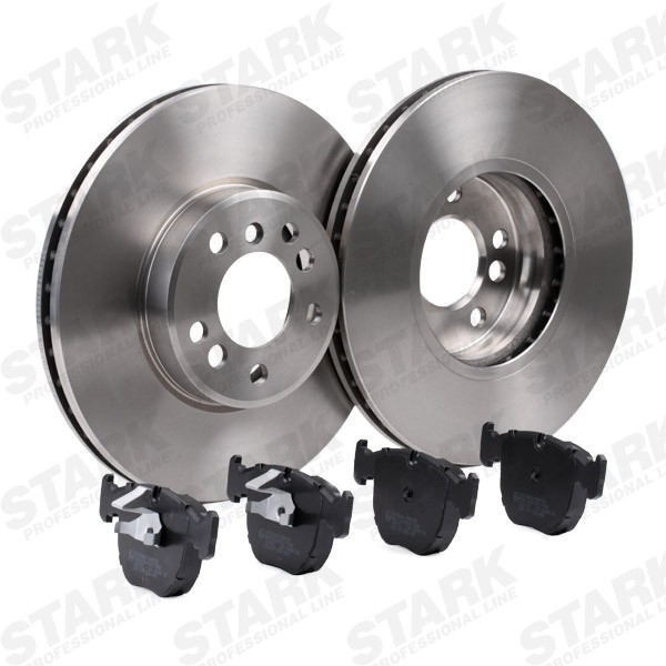 STARK SKBK-10990940 Brake set Front Axle, internally vented, with piston clip, excl. wear warning contact