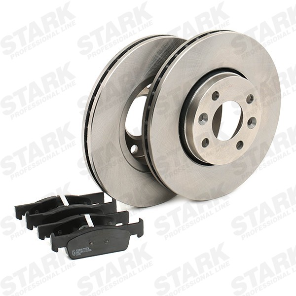 STARK SKBK-10991368 Brake set Front Axle, Externally Vented, with piston clip, not prepared for wear indicator
