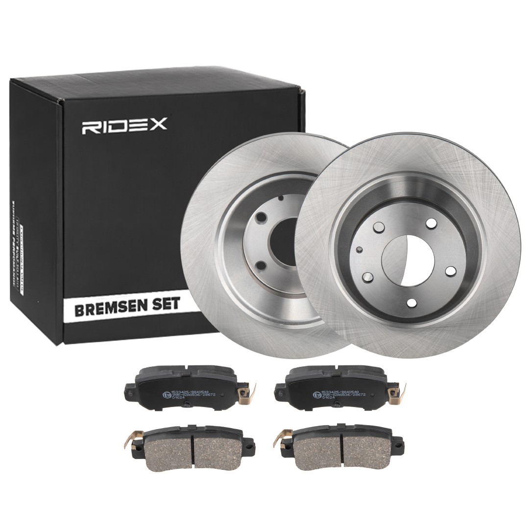 RIDEX 3405B1536 MAZDA Brake pads and rotors in original quality