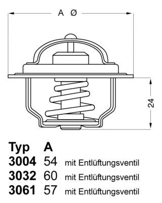 WAHLER 3032.88 Engine thermostat Opening Temperature: 88°C, 60mm