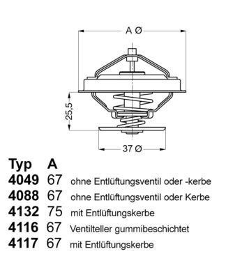 WAHLER 4132.74D Engine thermostat Opening Temperature: 74°C, with seal