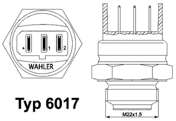 Original WAHLER E2858854051A9 Temperature switch, radiator fan 6017.85D for FIAT PUNTO