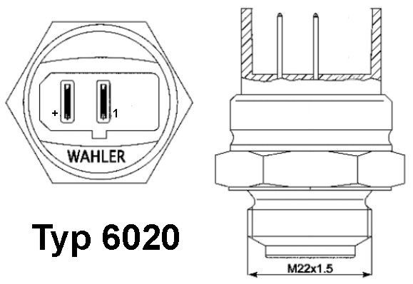 Original 6020.95D WAHLER Radiator fan switch DACIA