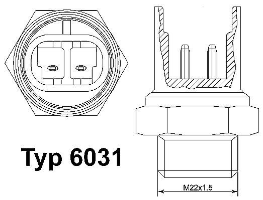 Original 6031.92D WAHLER Coolant fan switch SEAT