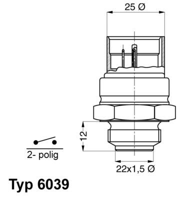 6039.95D WAHLER Radiator fan switch JAGUAR M 22 x 1,5 mm, with seal
