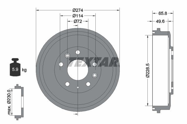 Original TEXTAR 98100 0473 0 1 Brake drums and shoes 94047300 for MAZDA 2