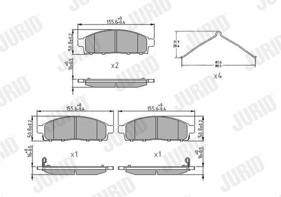 JURID Brake pad kit 573916J for Fiat Fullback Pickup