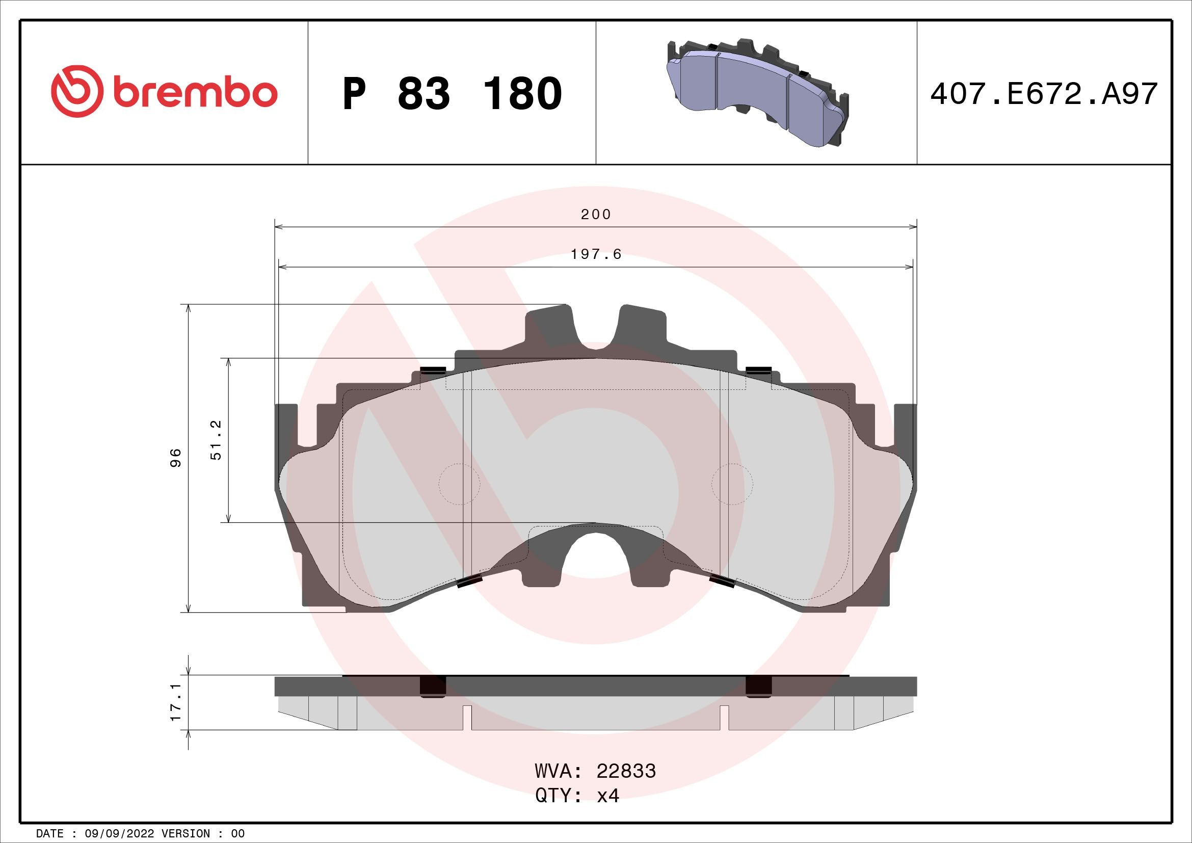 BREMBO Brake pad set P 83 180 Lexus LS 2017