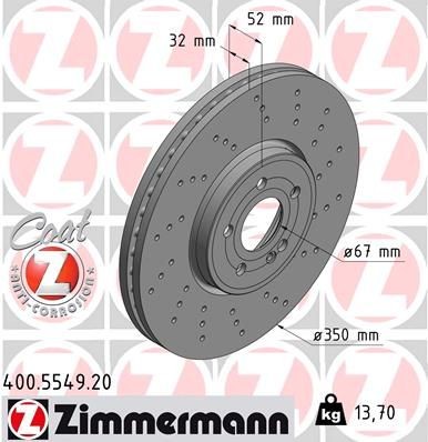 ZIMMERMANN 400.5549.20 Brake discs MERCEDES-BENZ GLB 2019 in original quality