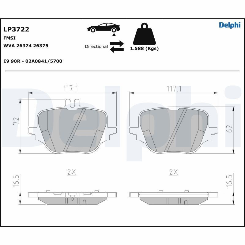 DELPHI LP3722 Brake pads MERCEDES-BENZ C-Class Saloon (W206)