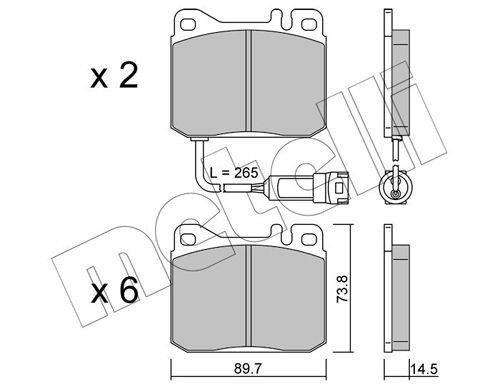 D0100 METELLI incl. wear warning contact Thickness 1: 14,5mm Brake pads 22-1149-0 buy