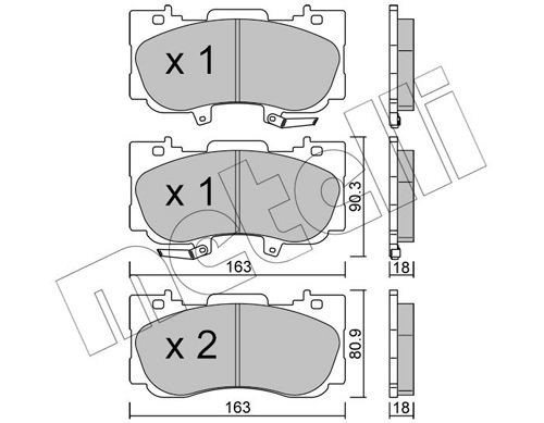 22353 METELLI with acoustic wear warning Thickness 1: 18,0mm Brake pads 22-1183-0 buy