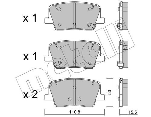 20782 METELLI with acoustic wear warning Thickness 1: 15,5mm Brake pads 22-1232-0 buy