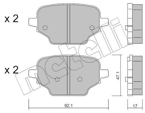 METELLI 22-1245-0 Brake pad set excl. wear warning contact