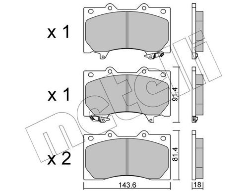25240 METELLI with acoustic wear warning Thickness 1: 18,0mm Brake pads 22-1279-0 buy