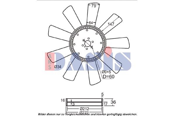 AKS DASIS 138098N Fan Wheel, engine cooling A3522003423