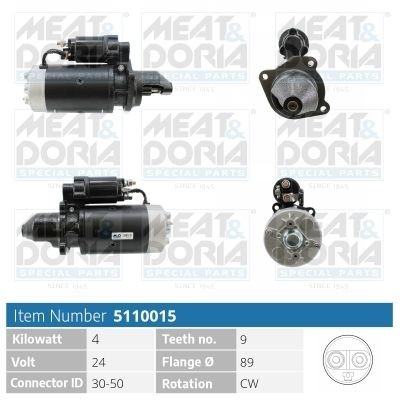MEAT & DORIA 5110015 Starter motor 003-151-88-01