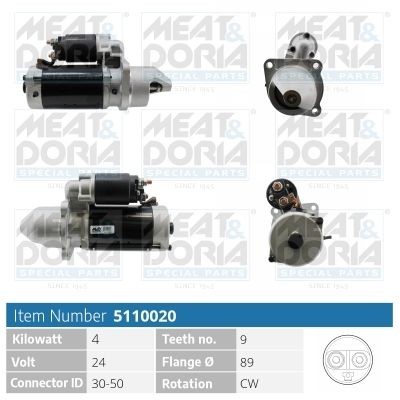 MEAT & DORIA 5110020 Starter motor A 004 151 86 01