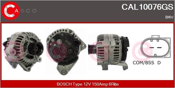 CAL10076GS CASCO Generator BMW 12V, 150A, M8, CPA0170, Ø 50 mm