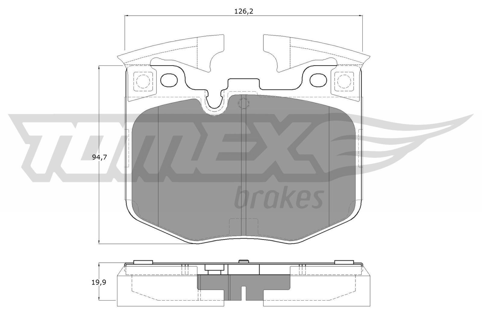 TOMEX brakes TX 19-86 Brake pad set Front Axle, prepared for wear indicator, with counterweights