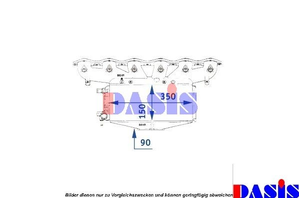 AKS DASIS 378003N Intercooler Core Dimensions: 350x150x90