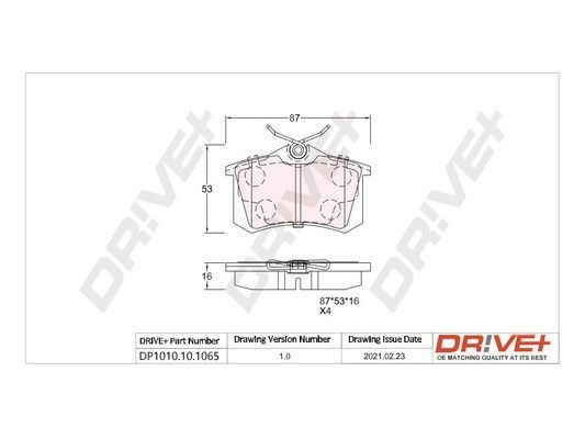Dr!ve+ DP1010101065 Remblokken DS DS4 / DS4 Crossback 1.6 BlueHDi 120 120 Pk Diesel 2020