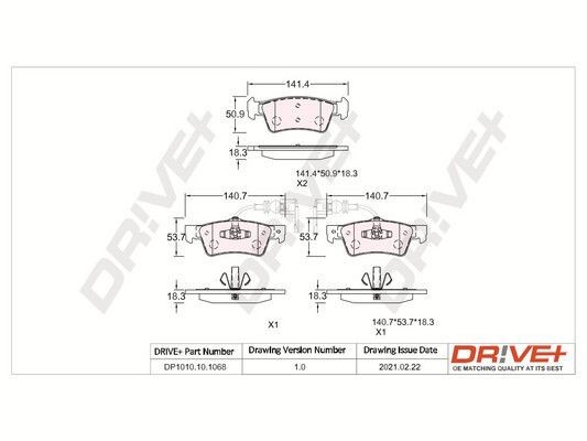 Dr!ve+ incl. wear warning contact Height: 53,7mm, Thickness: 18,3mm Brake pads DP1010.10.1068 buy