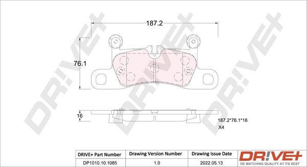 Dr!ve+ prepared for wear indicator Height: 76mm, Thickness: 16mm Brake pads DP1010.10.1085 buy