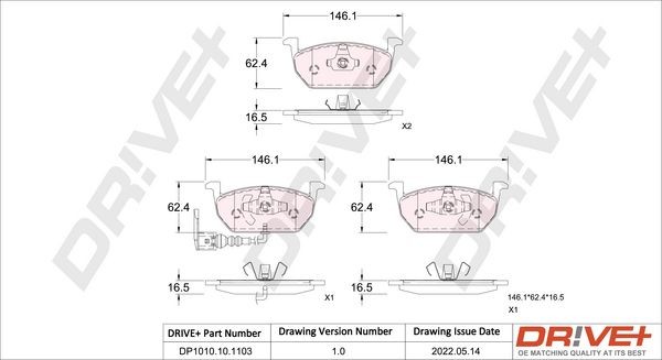 Audi A1 Disk pads 17298001 Dr!ve+ DP1010.10.1103 online buy