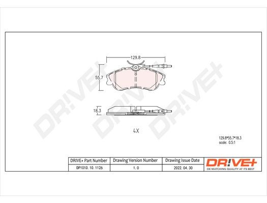 Dr!ve+ incl. wear warning contact Height: 55,7mm, Thickness: 18,3mm Brake pads DP1010.10.1126 buy