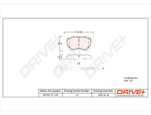 Original Dr!ve+ Disc brake pads DP1010.10.1129 for VW TRANSPORTER