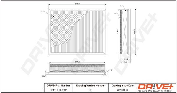 OEM-quality Dr!ve+ DP1110.10.0552 Engine filter
