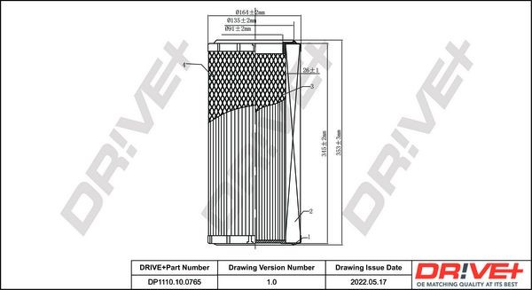 Dr!ve+ DP1110.10.0765 Air filter 4270033M1