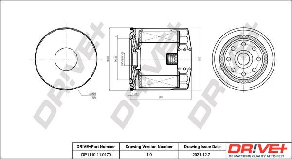 Dr!ve+ 3/4-16 UNF, Spin-on Filter Inner Diameter 2: 62mm, Outer Diameter 2: 71mm, Ø: 93mm, Height: 92mm Oil filters DP1110.11.0170 buy